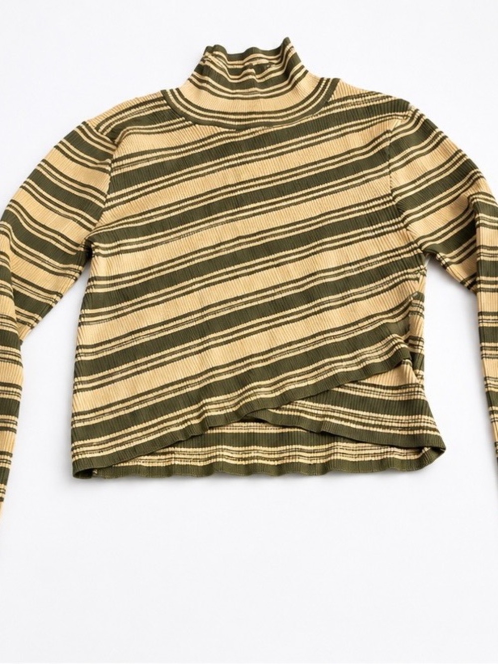 Fashion Nova "Across the Line" Striped Ribbed Cropped Mock Neck Sweater XL